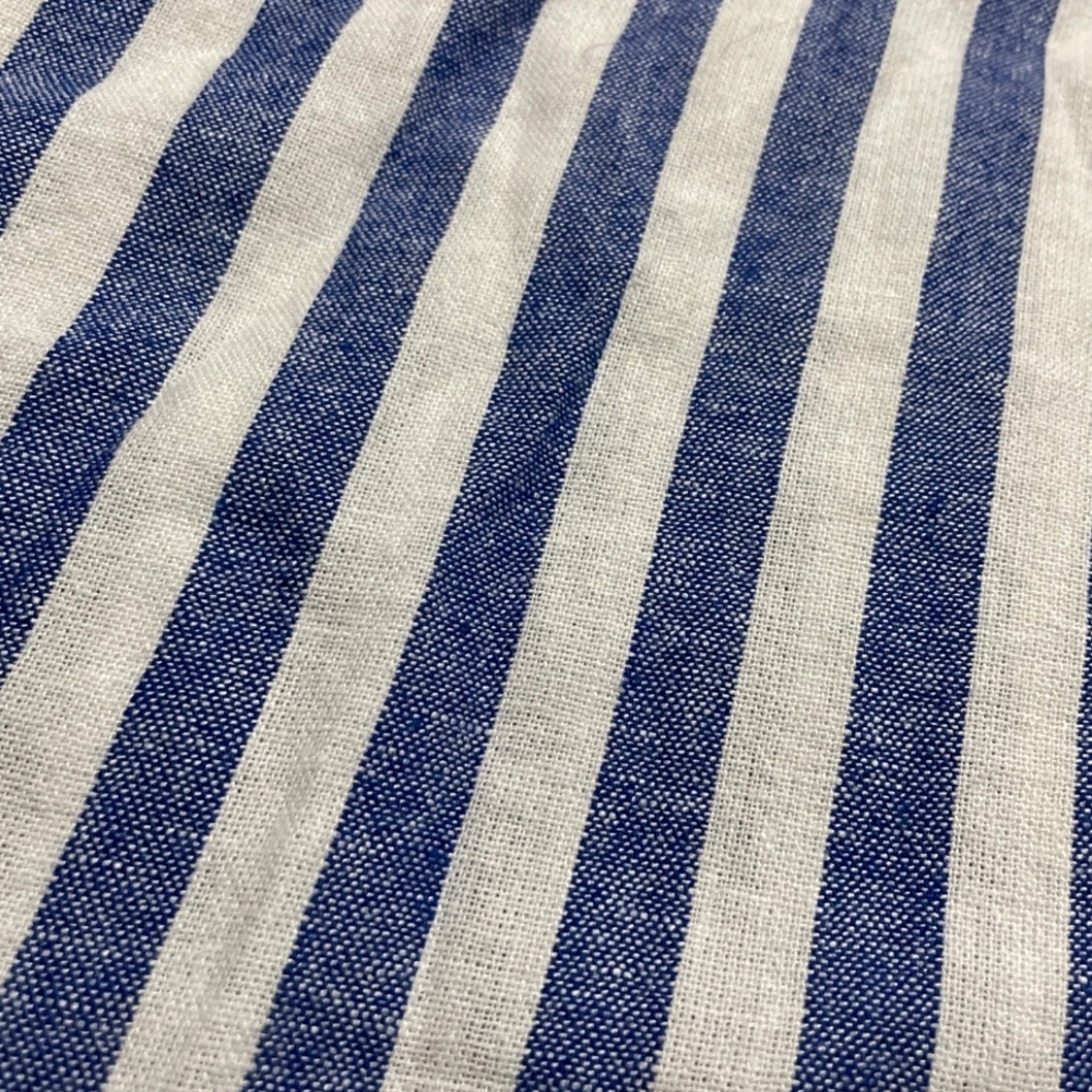 Old Navy Size Medium Blue And White Striped Dress Linen Blend Back Smocking - Picture 11 of 11